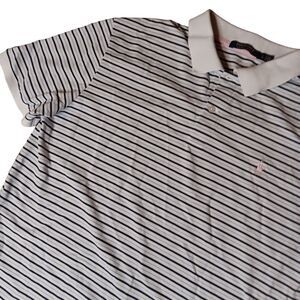 Polo Golf Ralph Lauren Men's‎ Large White Striped Short-Sleeve Polo Wicking